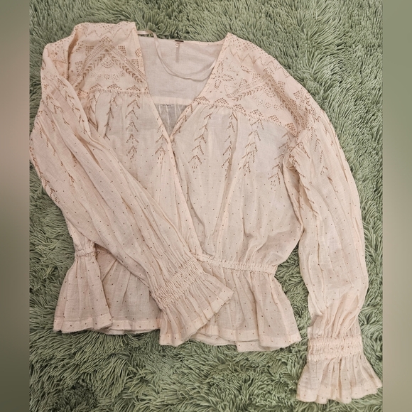 Free People Counting Stars Peasant Blouse Boho Size S - Picture 8 of 14